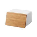 Bread Box with Cutting Board Lid - Steel + Wood from Yamazaki Home