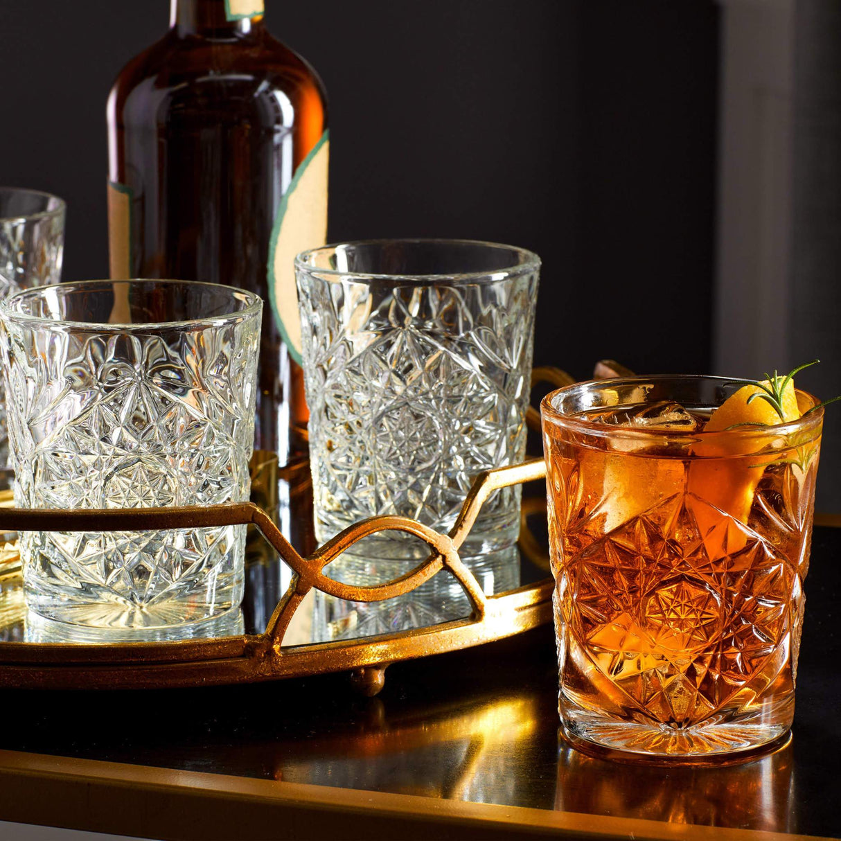 Libbey Hobstar Double Old Fashioned Glasses, 12-ounce, Clear, Set of 4 from Libbey