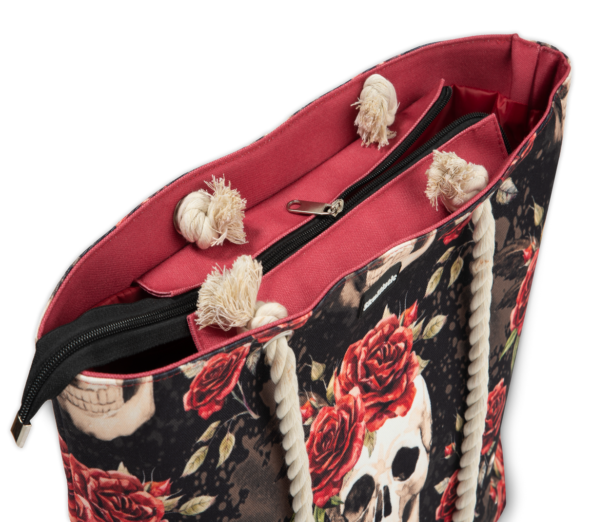 Vintage Flower Skull Shoulder Beach Bag From Zapps Clothing