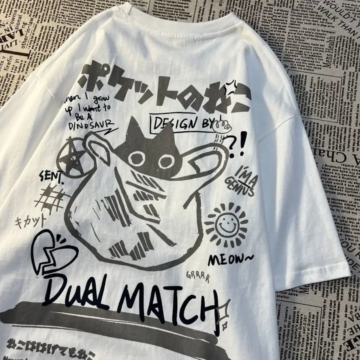 Cute Anime Cat T-Shirt – Vintage Aesthetic Harajuku Kawaii Top From Kawaii Stop