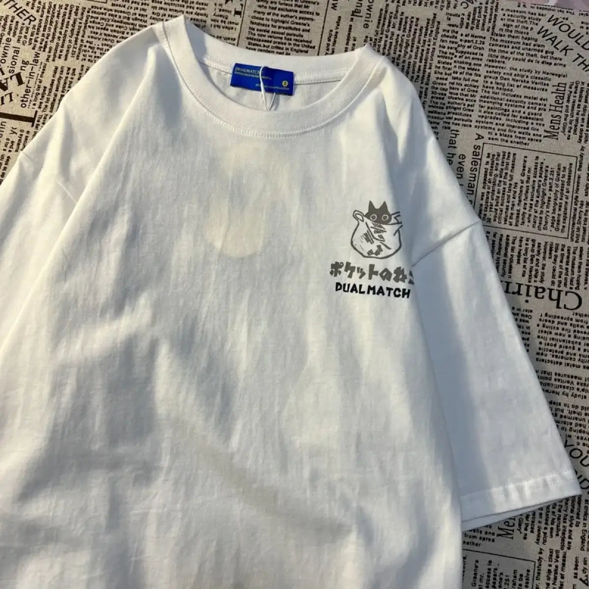 Cute Anime Cat T-Shirt – Vintage Aesthetic Harajuku Kawaii Top From Kawaii Stop