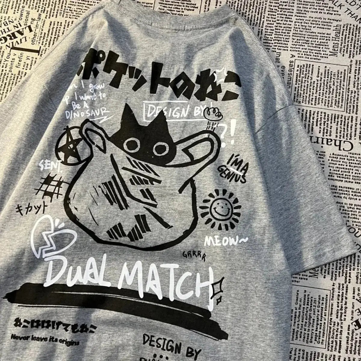 Cute Anime Cat T-Shirt – Vintage Aesthetic Harajuku Kawaii Top From Kawaii Stop