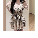 Butterfly Print One Piece Swimsuit – Vintage Ruffle Mini Dress Style Strap from Kawaii Stop