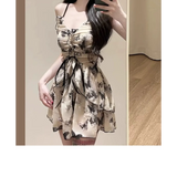 Butterfly Print One Piece Swimsuit – Vintage Ruffle Mini Dress Style Strap from Kawaii Stop