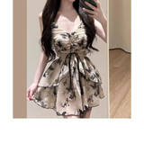 Butterfly Print One Piece Swimsuit – Vintage Ruffle Mini Dress Style Strap from Kawaii Stop