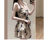 Butterfly Print One Piece Swimsuit – Vintage Ruffle Mini Dress Style Strap from Kawaii Stop