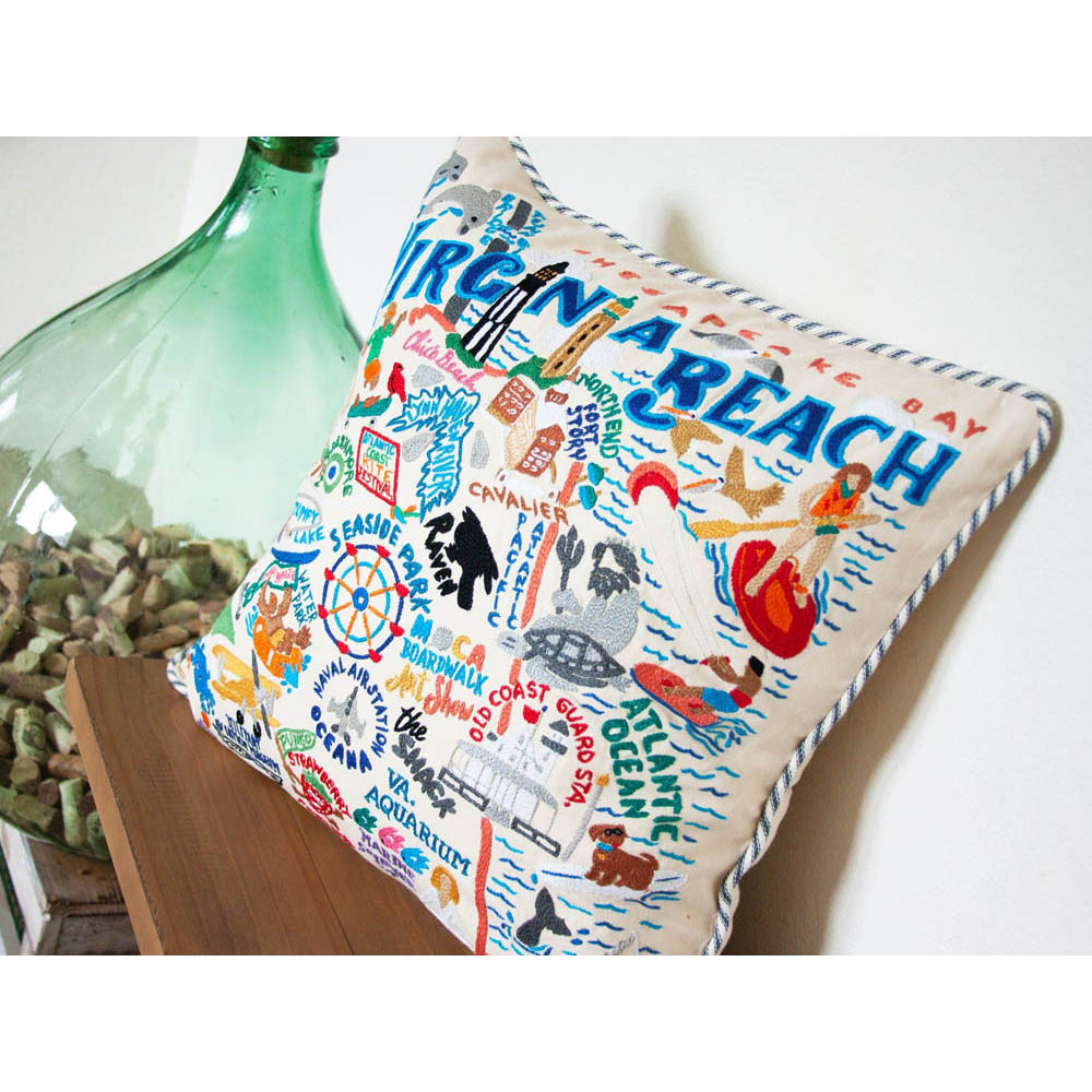 Virginia Beach Hand-Embroidered Pillow by CatStudio from Quirks!