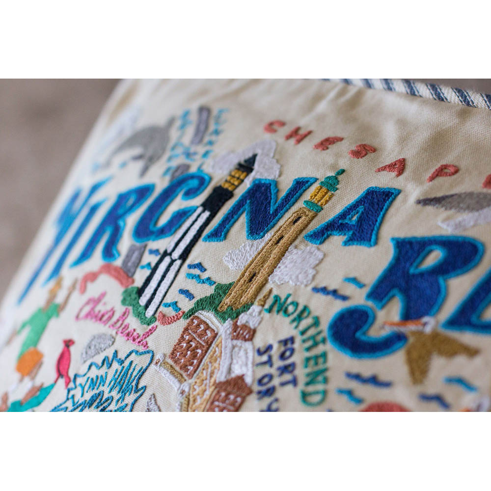 Virginia Beach Hand-Embroidered Pillow by CatStudio from Quirks!