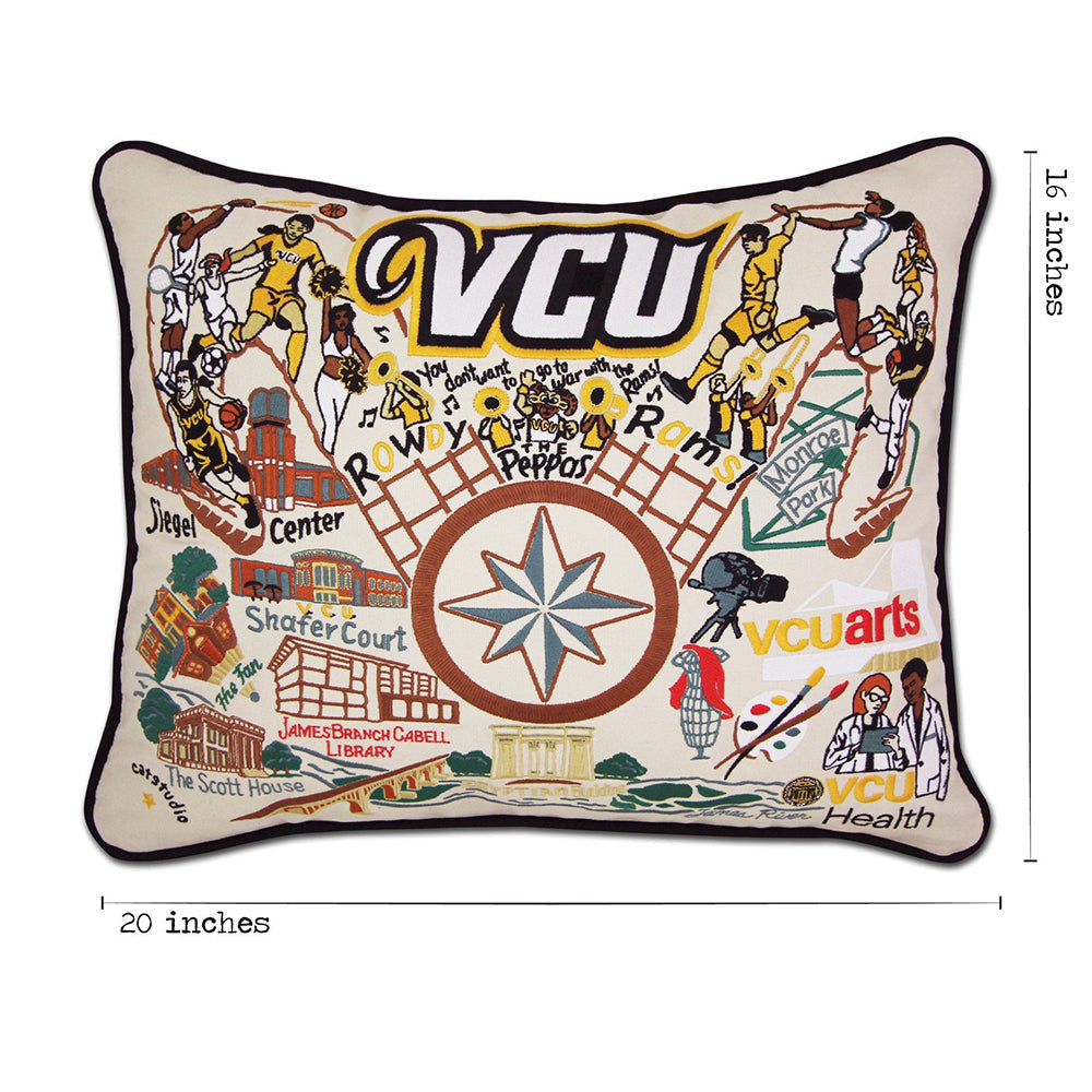 Virginia Commonwealth University (VCU) Collegiate Embroidered Pillow by Cat Studio from Quirks!