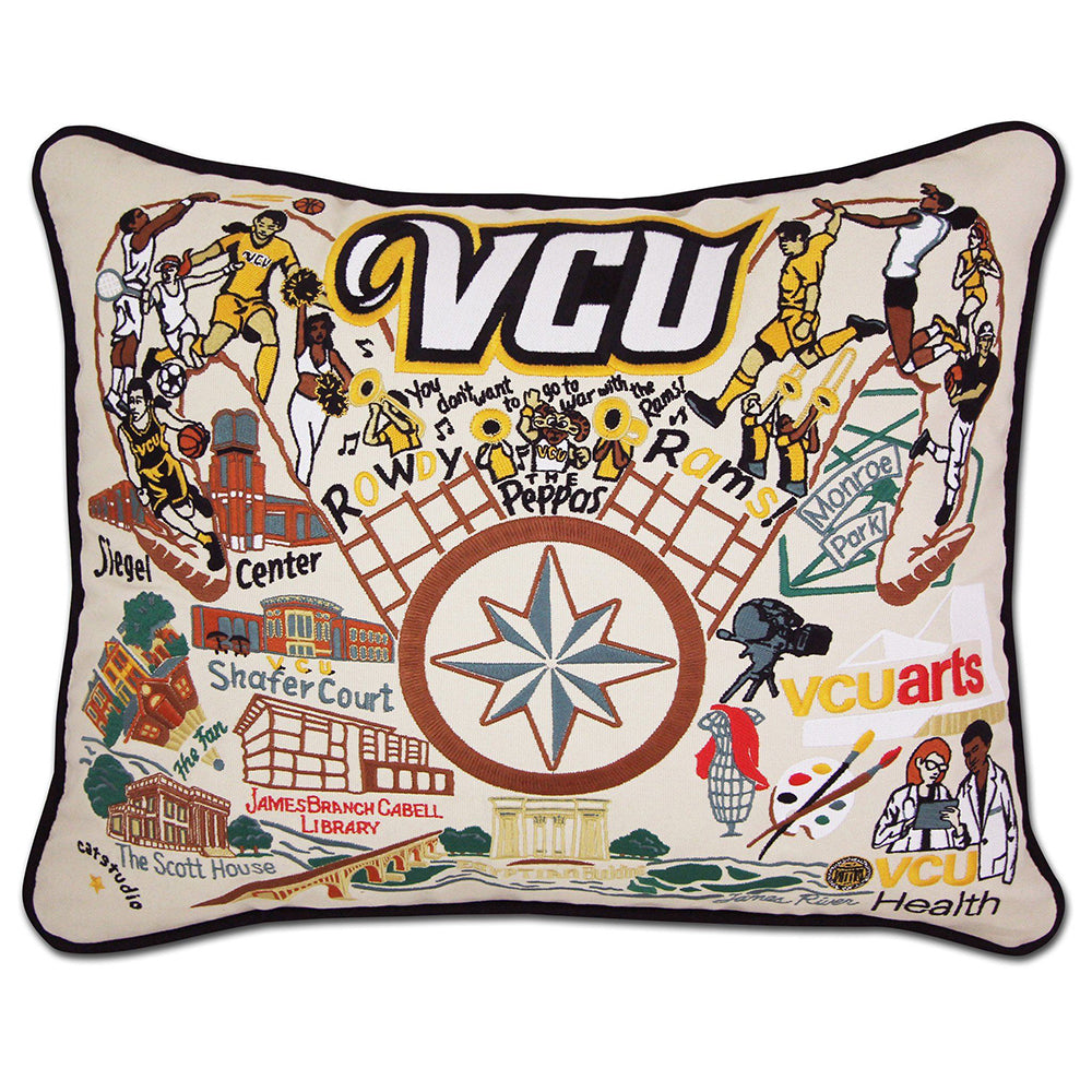 Virginia Commonwealth University (VCU) Collegiate Embroidered Pillow by Cat Studio from Quirks!