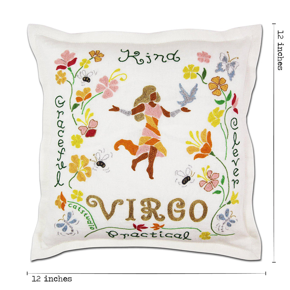 Virgo Astrology Hand-Embroidered Pillow by Cat Studio from Quirks!