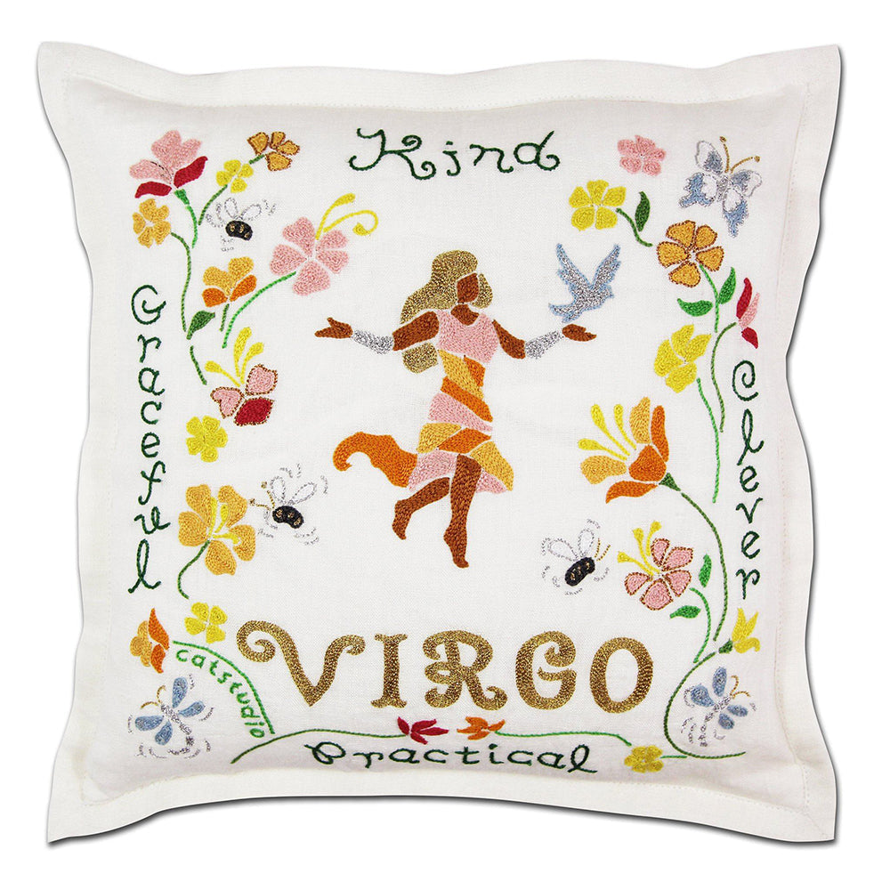 Virgo Astrology Hand-Embroidered Pillow by Cat Studio from Quirks!