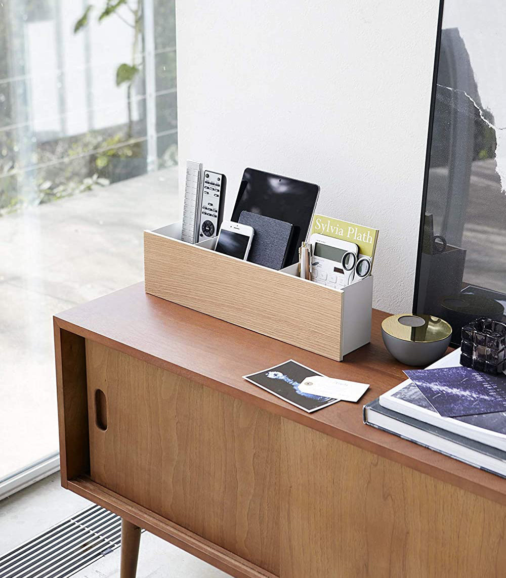 Desk Organizer - Two Sizes - Steel + Wood from Yamazaki Home