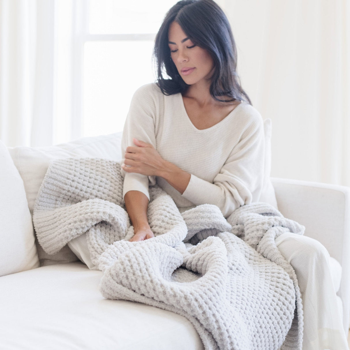 WAFFLE KNIT XL THROW BLANKETS From Saranoni