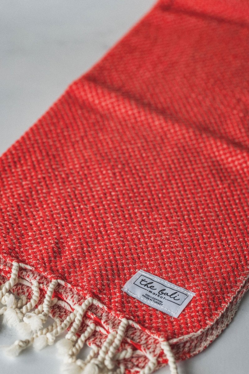 Waffle Weave Hand Towel Collection – 20”x40” Organic Turkish Cotton Towels with Tassels from The Bali Market