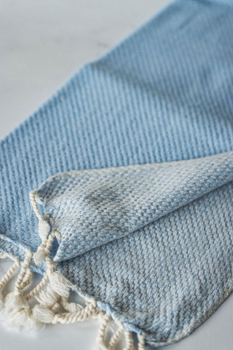 Waffle Weave Hand Towel Collection – 20”x40” Organic Turkish Cotton Towels with Tassels from The Bali Market