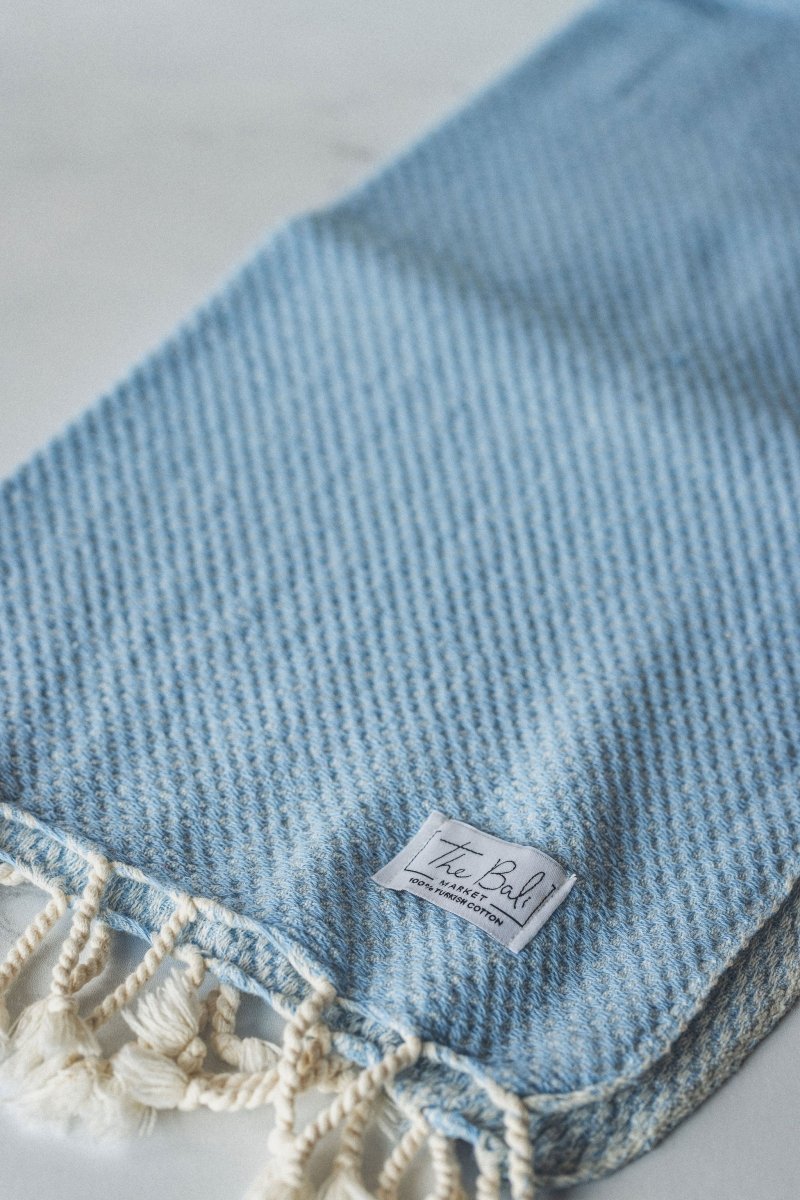 Waffle Weave Hand Towel Collection – 20”x40” Organic Turkish Cotton Towels with Tassels from The Bali Market