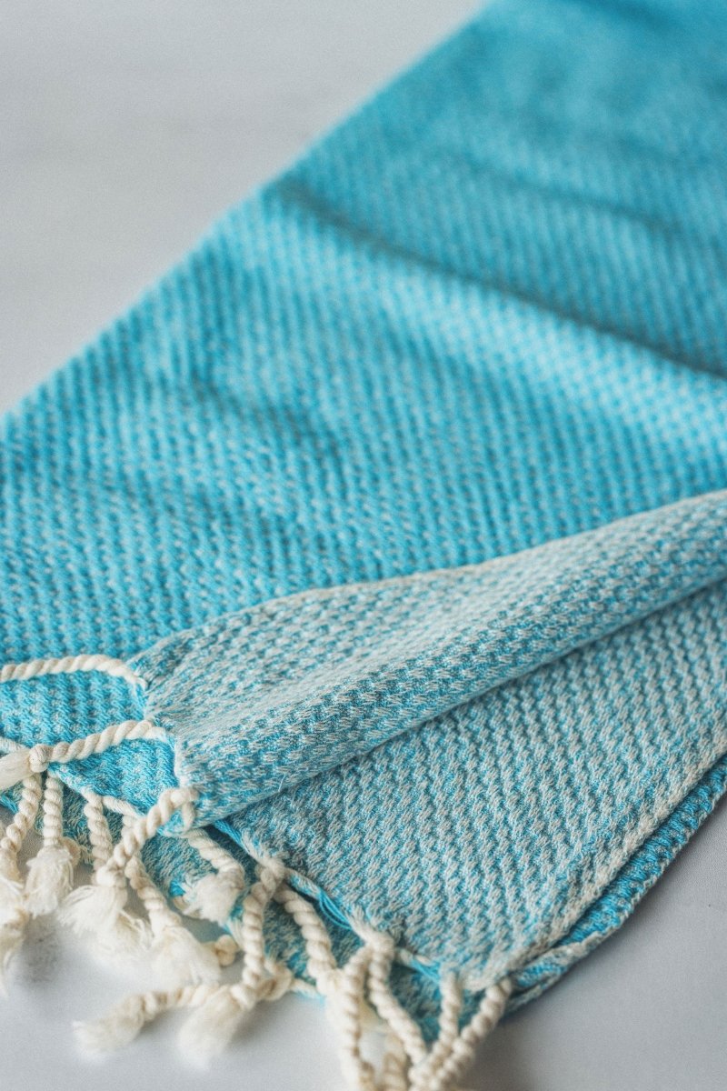 Waffle Weave Hand Towel Collection – 20”x40” Organic Turkish Cotton Towels with Tassels from The Bali Market
