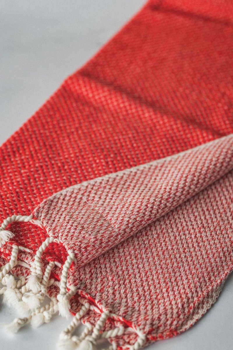 Waffle Weave Hand Towel Collection – 20”x40” Organic Turkish Cotton Towels with Tassels from The Bali Market