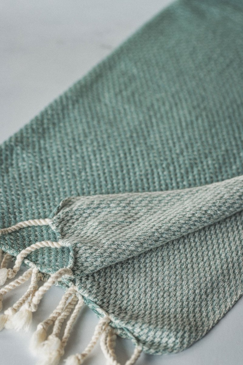 Waffle Weave Hand Towel Collection – 20”x40” Organic Turkish Cotton Towels with Tassels from The Bali Market