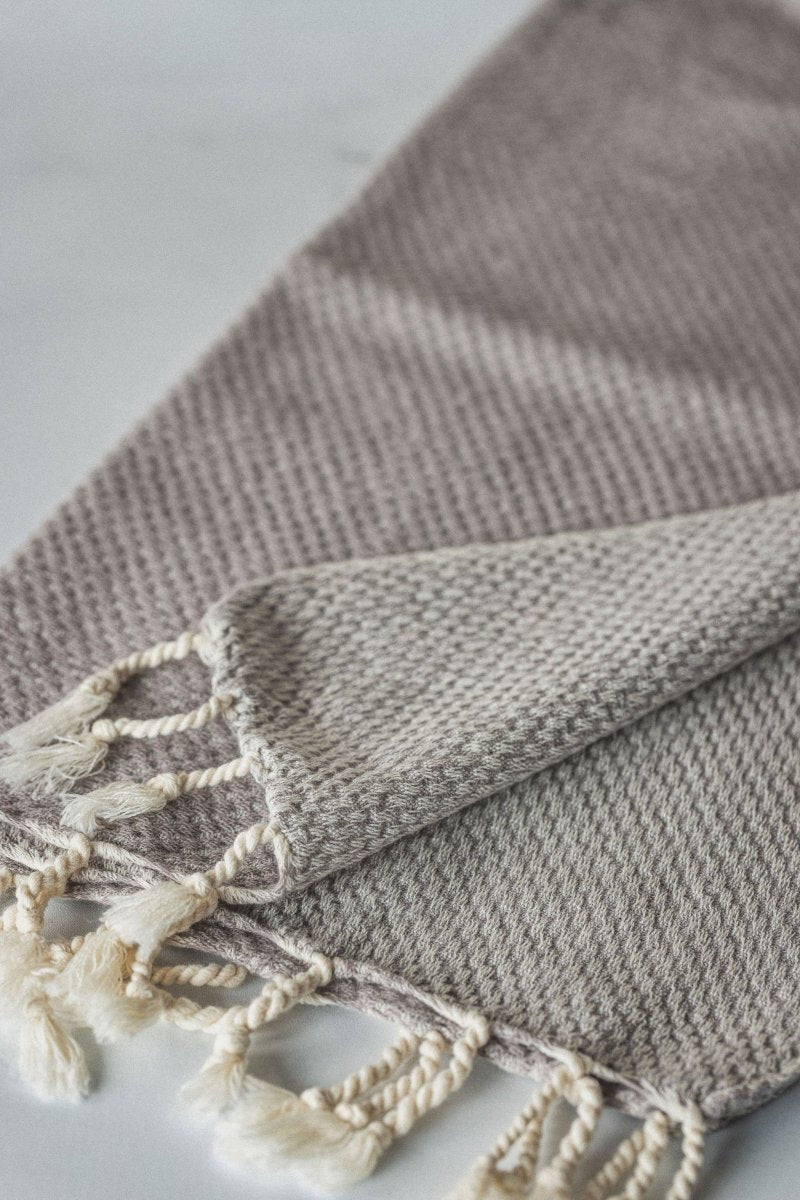 Waffle Weave Hand Towel Collection – 20”x40” Organic Turkish Cotton Towels with Tassels from The Bali Market