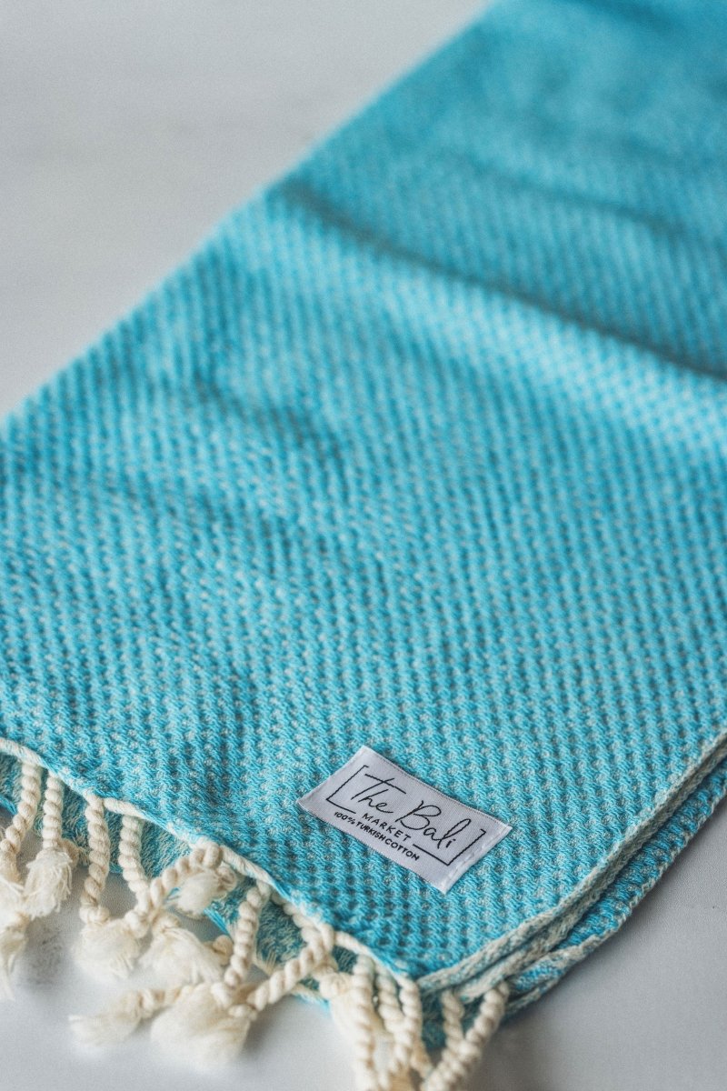 Waffle Weave Hand Towel Collection – 20”x40” Organic Turkish Cotton Towels with Tassels from The Bali Market
