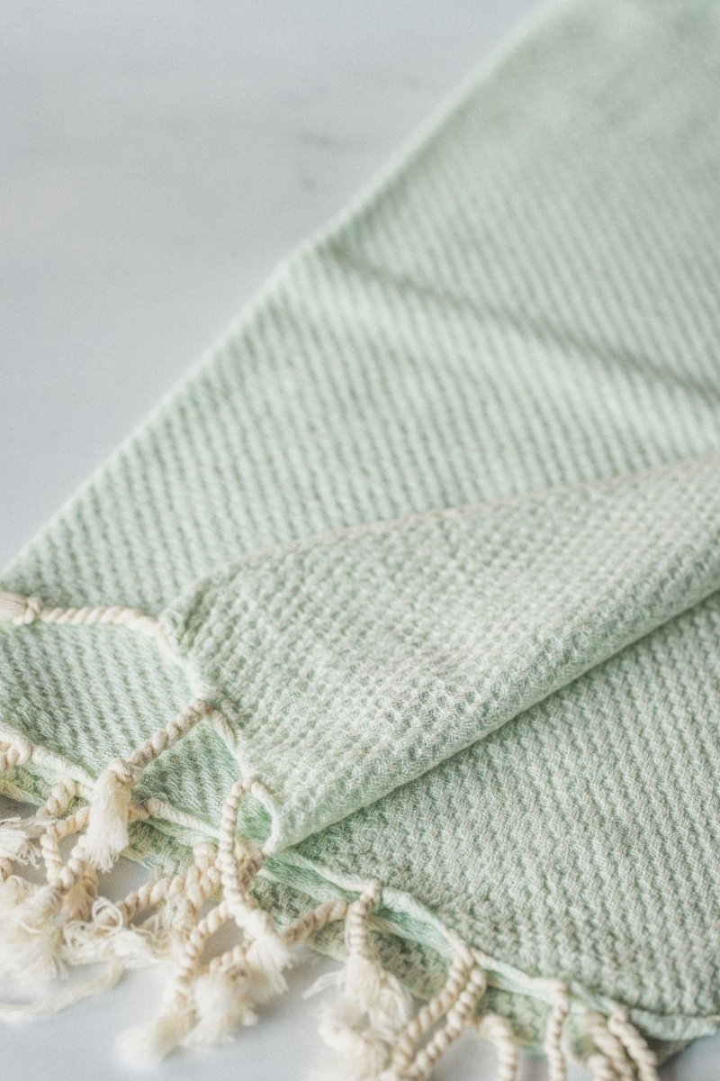 Waffle Weave Hand Towel Collection – 20”x40” Organic Turkish Cotton Towels with Tassels from The Bali Market