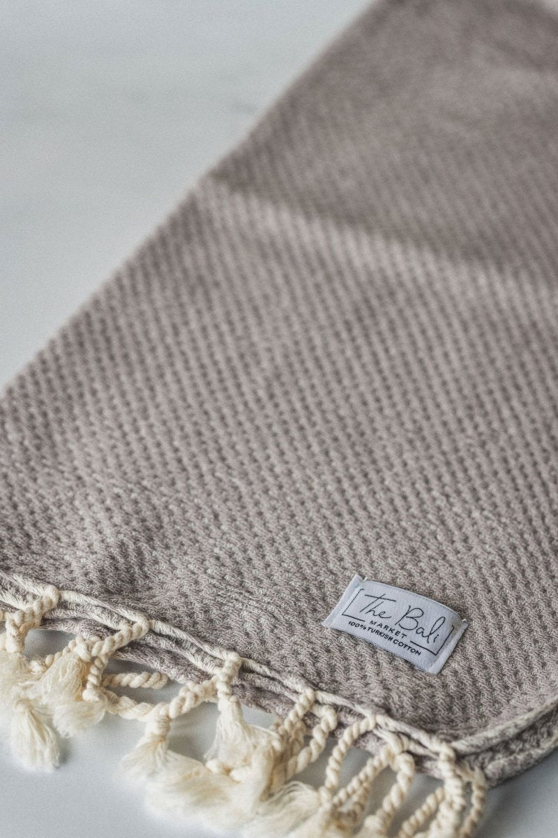 Waffle Weave Hand Towel Collection – 20”x40” Organic Turkish Cotton Towels with Tassels from The Bali Market