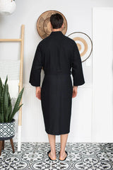 Waffle Kimono Spa Bathrobe for Men -  Absorbent, Lightweight From Lotus Linen