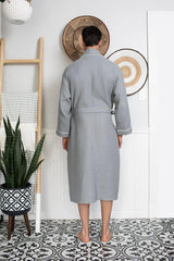Premium Waffle Piping Robe for Men From Lotus Linen