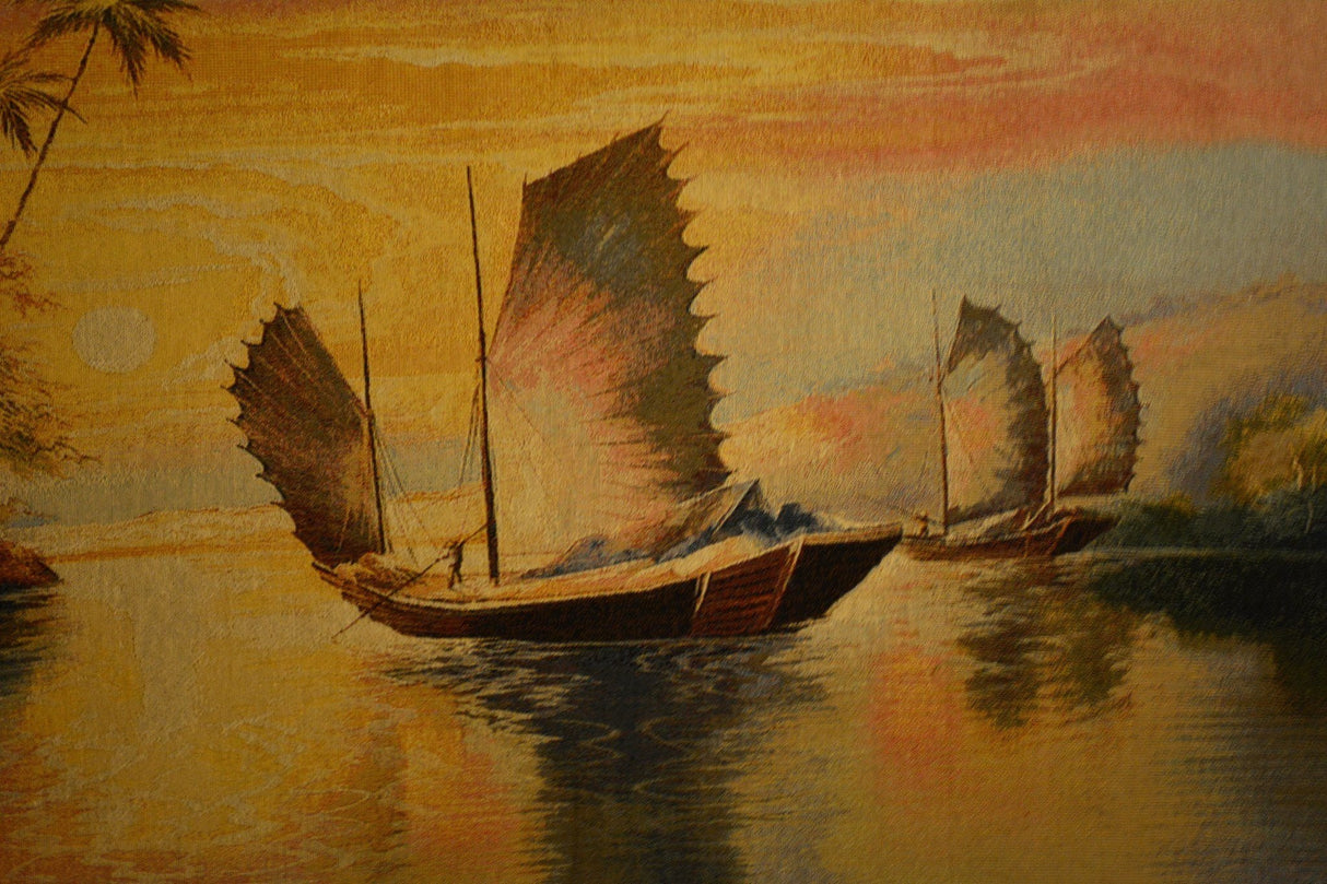 Tache 28 x 55 Exotic Ships on The Horizon Coastal Tapestry Wall Hanging (WH-DB15152) from Tache Home Fashion
