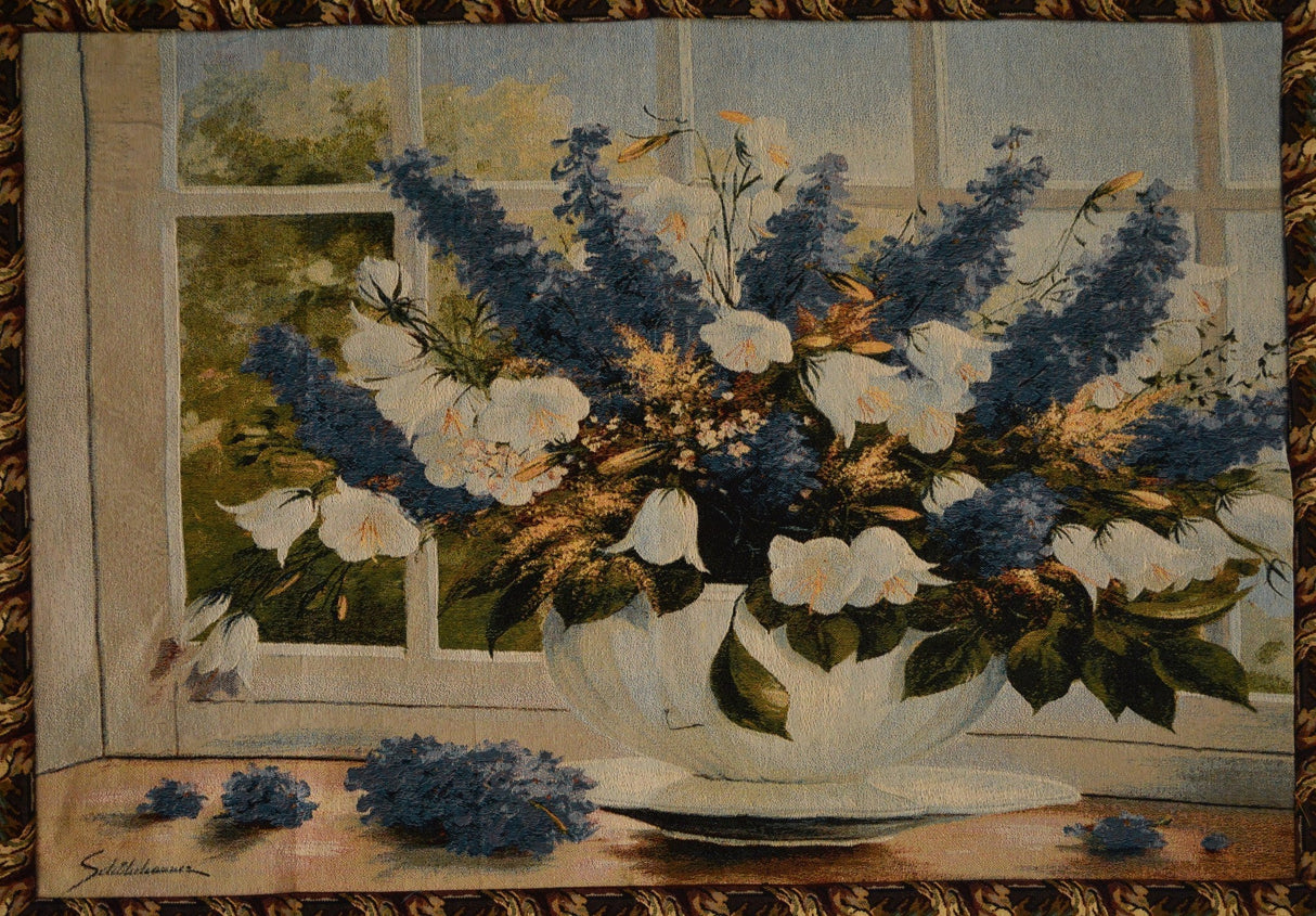 Tache Larkspur Tapestry Sunlight Radiance Blue Floral Wall Hanging Art 33 x 24 (13018) from Tache Home Fashion