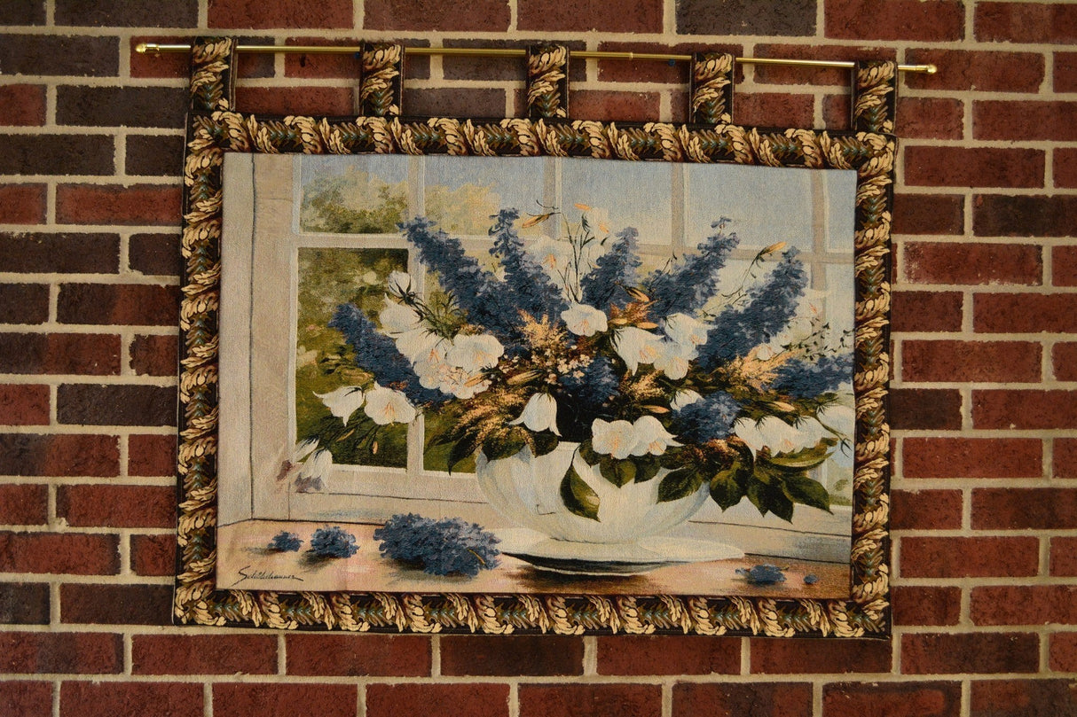 Tache Larkspur Tapestry Sunlight Radiance Blue Floral Wall Hanging Art 33 x 24 (13018) from Tache Home Fashion