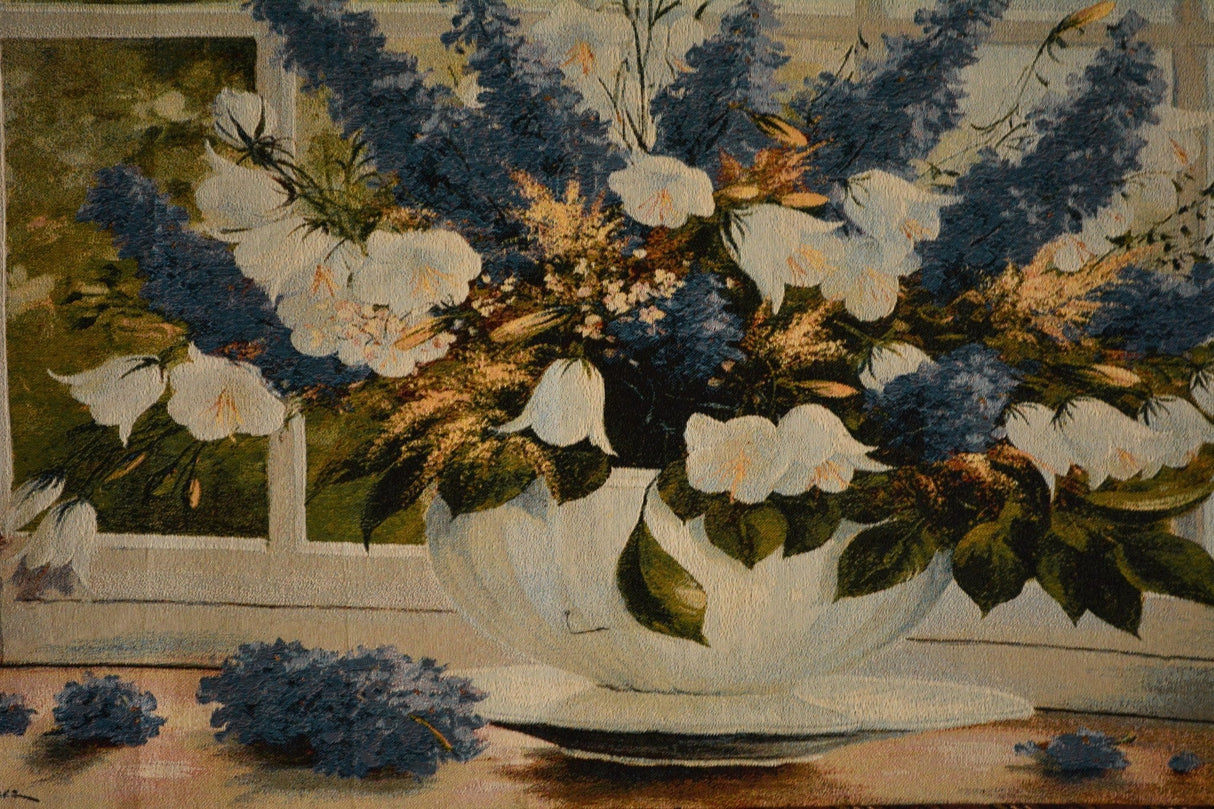 Tache Larkspur Tapestry Sunlight Radiance Blue Floral Wall Hanging Art 33 x 24 (13018) from Tache Home Fashion