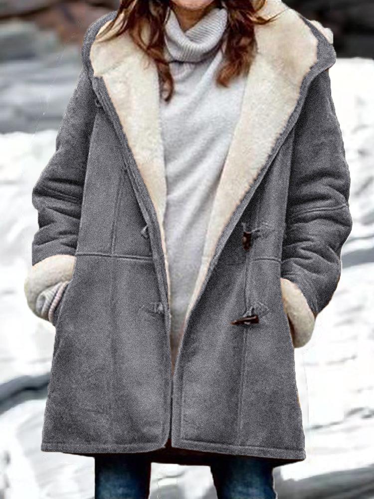 Casual Denim Coat with Plush Lining from MsDressly