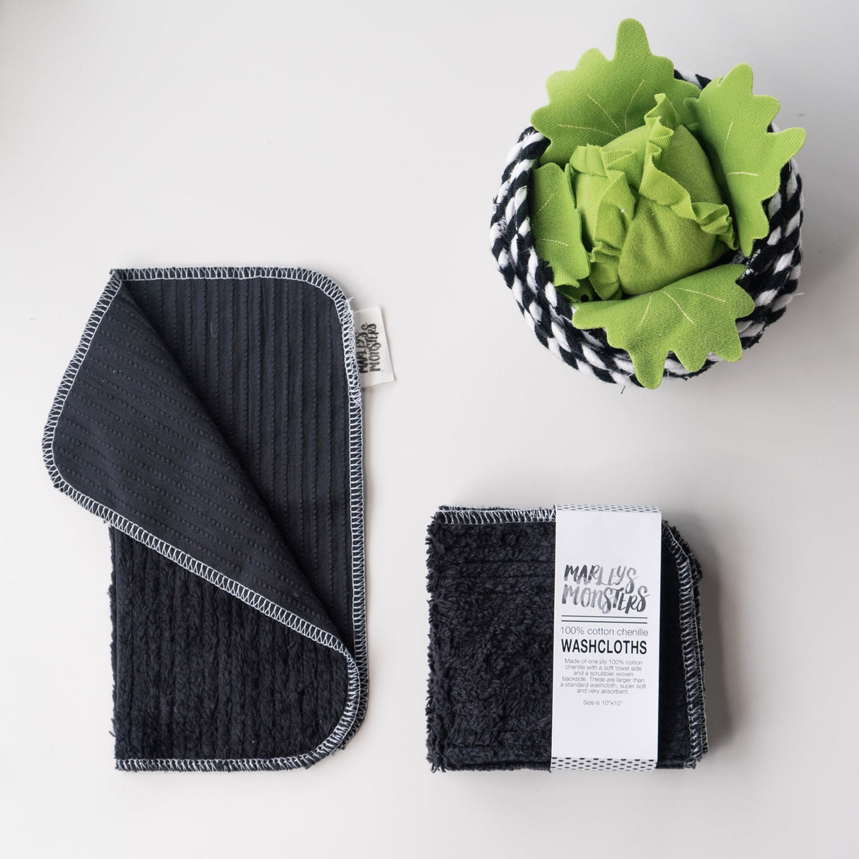Washcloths: Cotton Chenille - 4 Count Pack from Marley's Monsters