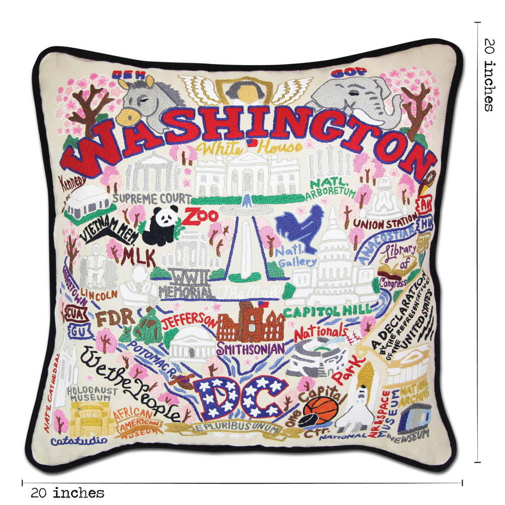 Washington DC Hand-Embroidered Pillow by CatStudio from Quirks!