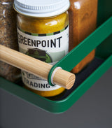 Magnetic Storage Caddy - Steel + Wood - Forest Green from Yamazaki Home