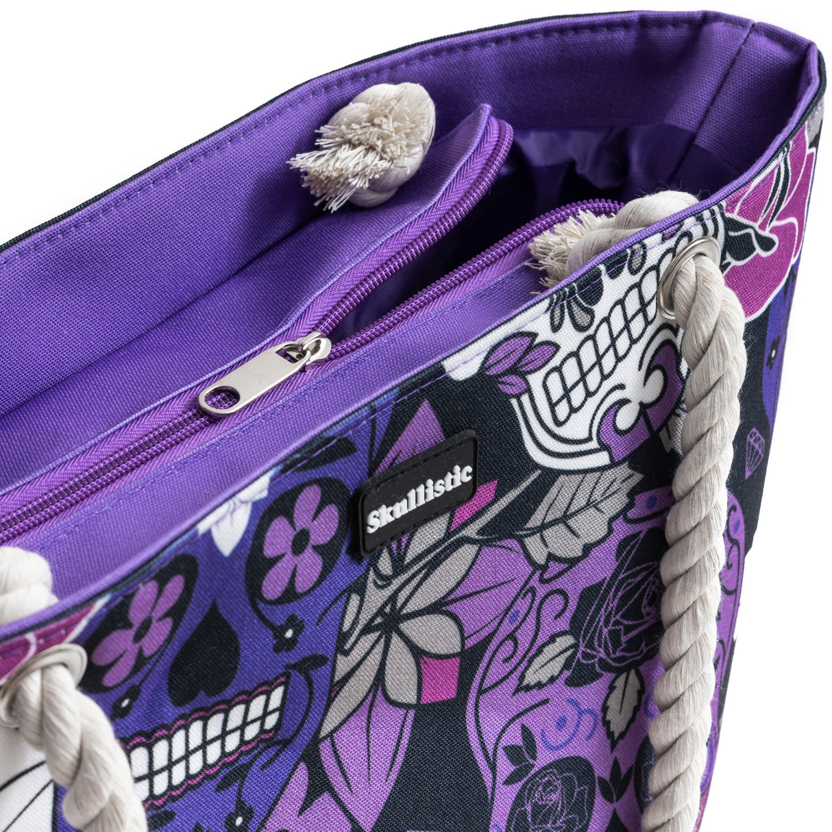 Sugar Skull Purple Shoulder Beach Bag From Zapps Clothing