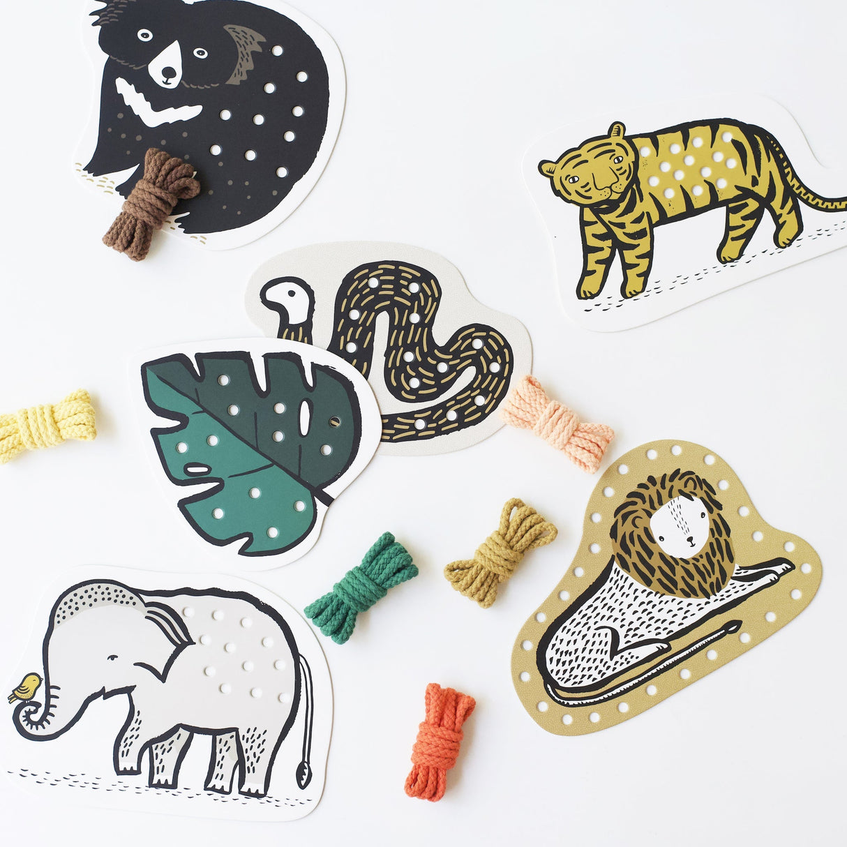 Lacing Cards - Jungle Animals From Wee Gallery