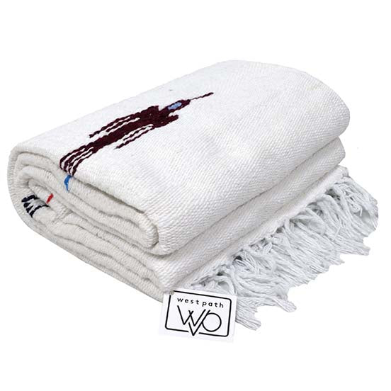 Namaste White Baja Thunderbird Yoga Blanket from West Path