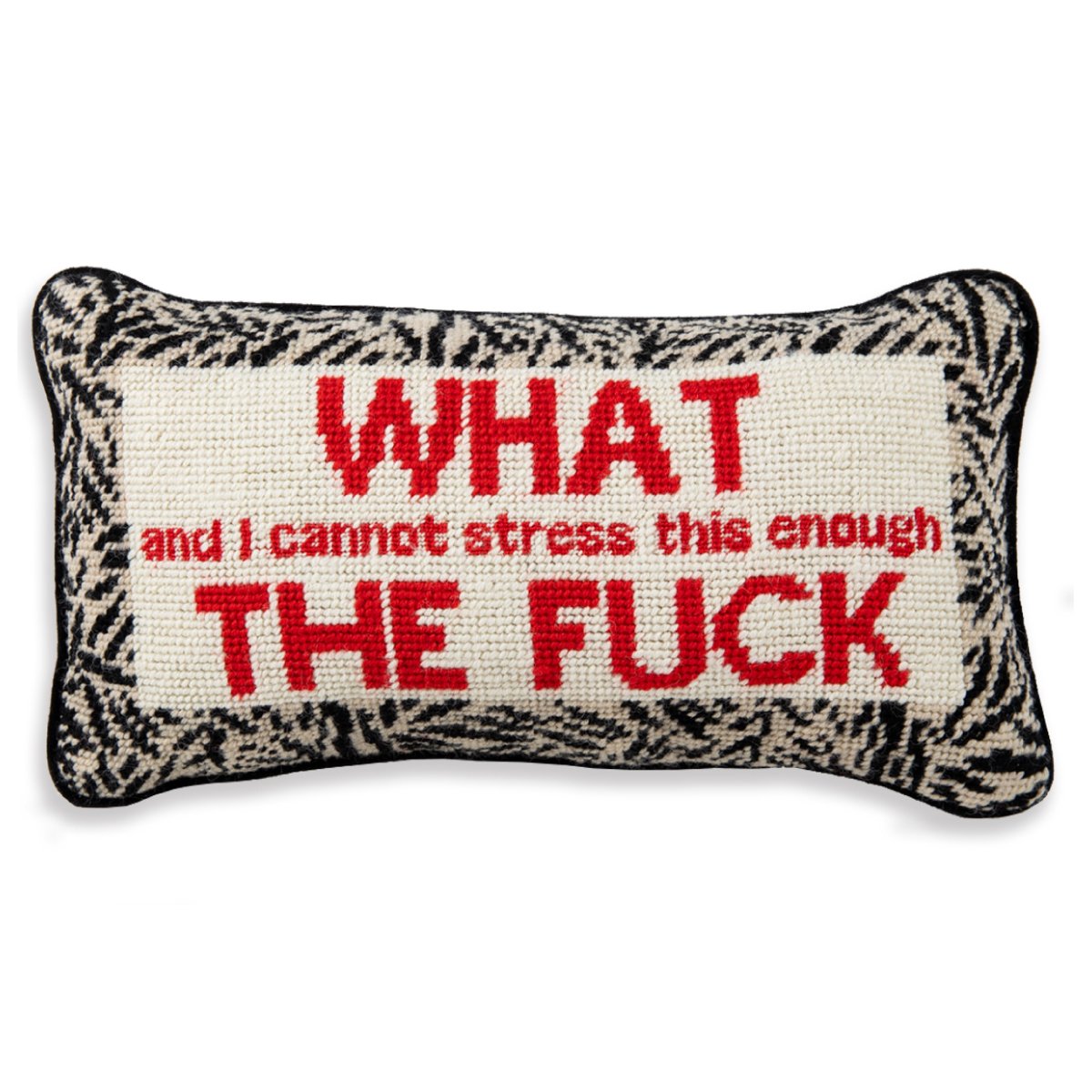 WTF Needlepoint Pillow from Furbish Studio
