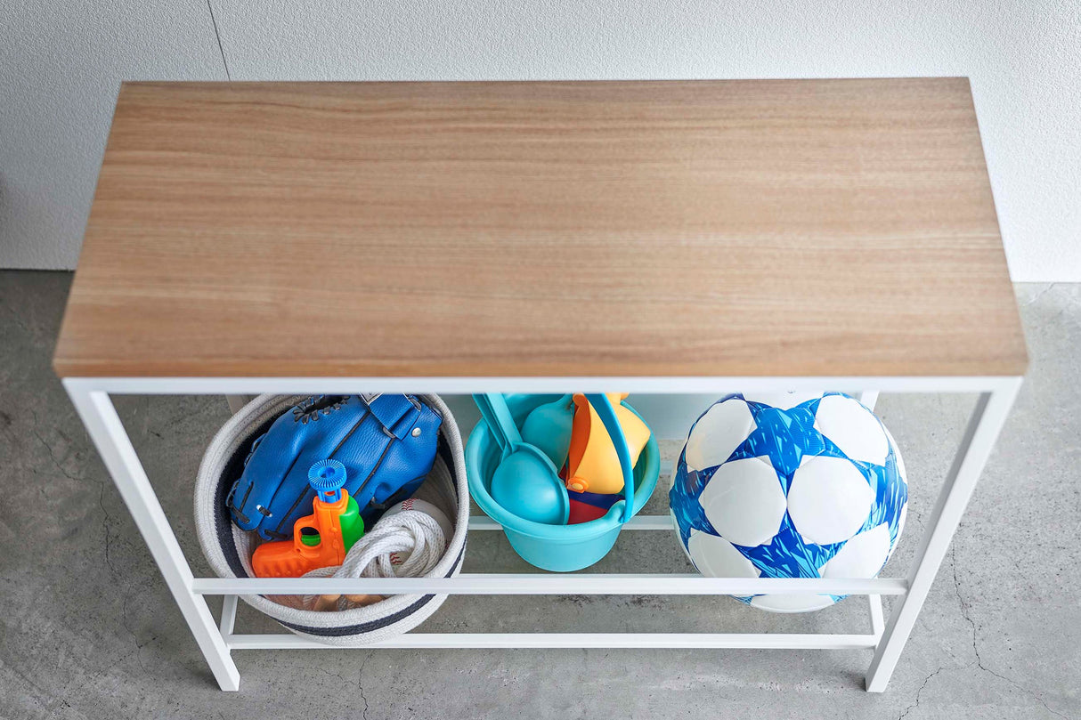 Entryway Storage Organizer & Bench (18" H)  - Steel + Wood from Yamazaki Home