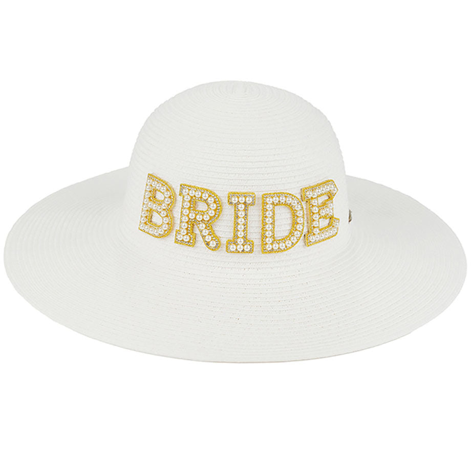 C.C Bride & Squad Pearls Wide Brim Sun Hat from Madeline Love