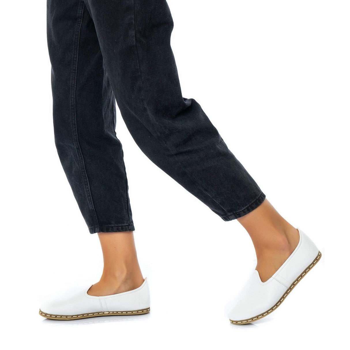 Women's White Slip On Shoes from Atlantis Handmade Shoes