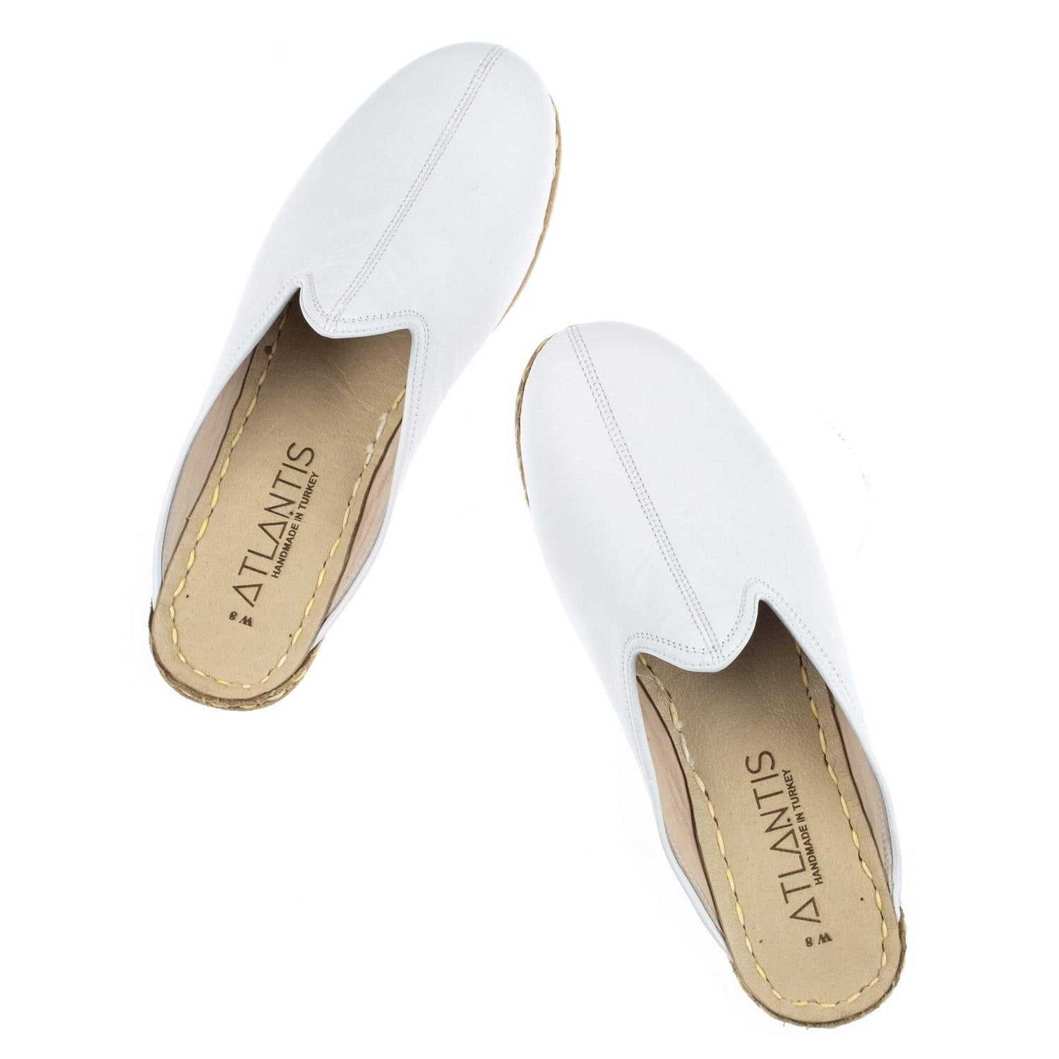 Women's White Slippers from Atlantis Handmade Shoes