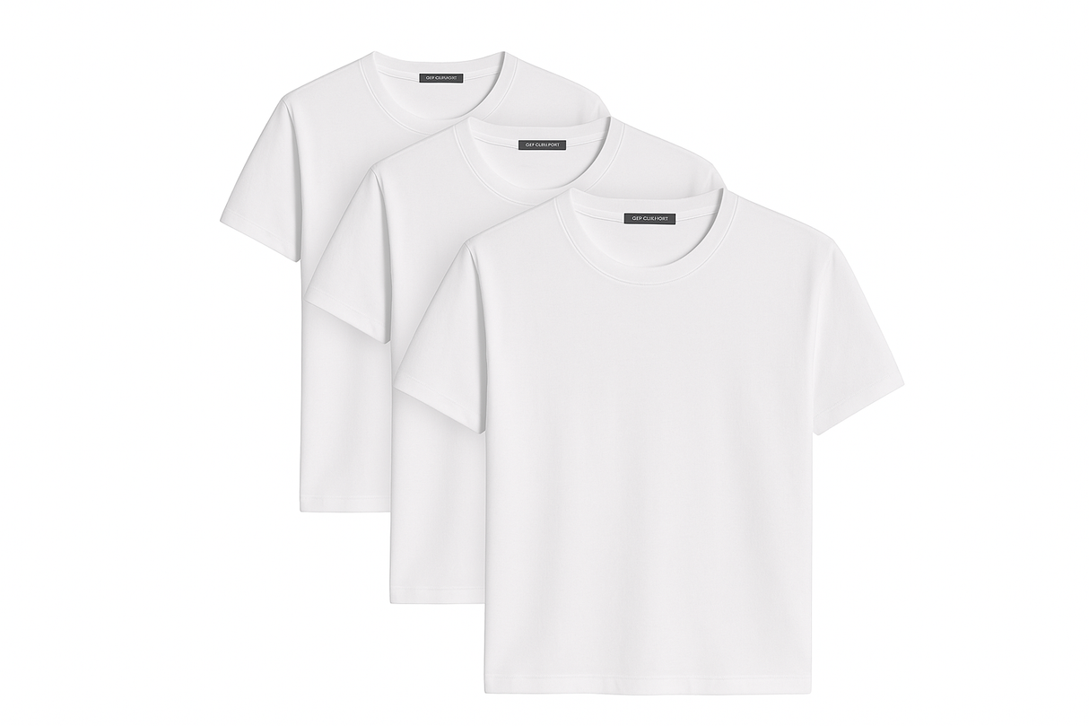 Mens Crew neck 3 Pack Solid 100% Cotton Double Neck Ribbed S-5XL from PremiumBrandGoods
