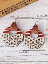 American Pride Round Wooden Flag Print Dangle Earrings from MsDressly