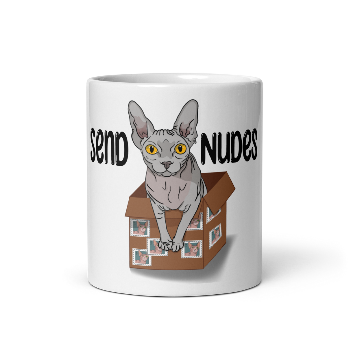 "SEND NUDES" SPHYNX COFFEE MUG from ReNewedPet