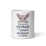 "BEHIND EVERY WOMAN" SPHYNX MUG from ReNewedPet